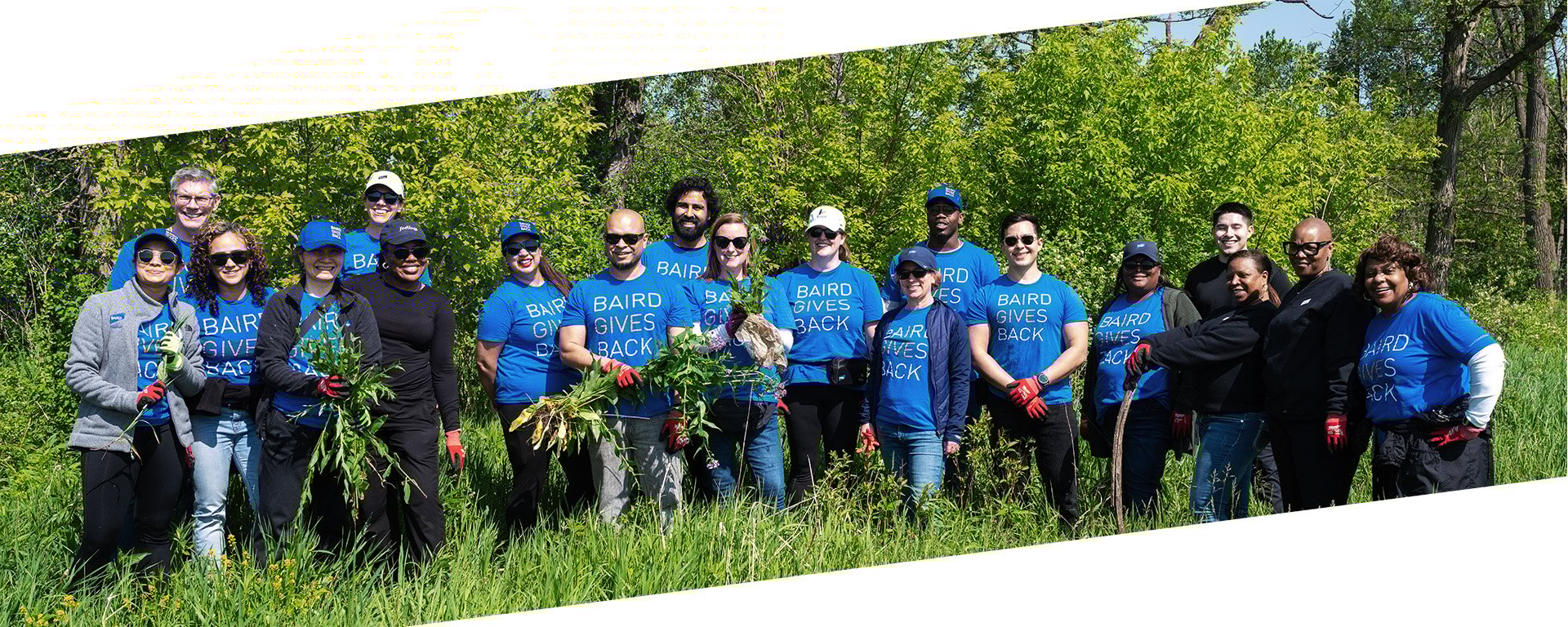A group of Silver Lakeassociates volunteering at a nature center